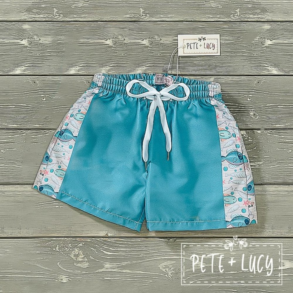 Blue fish Swim Shorts-Boy